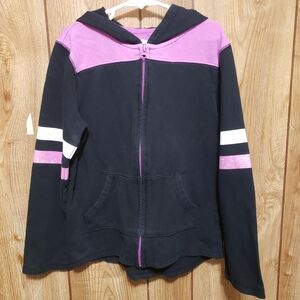 SO Black Girls "Boyfriend" Hoodie Glittery Stripes On Arms Size 7/8